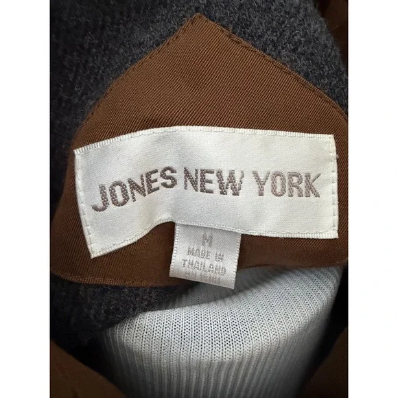 Jones New York Women Double Breasted Brown Cotton Blend Trench Coat Size Medium - Picture 6 of 8